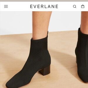 Everlane Womens Ribbed Pull On Sock Ankle Boots Black Size 9